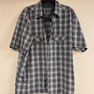 Kuhl Men's Charcoal Checkered Button Down Shirt